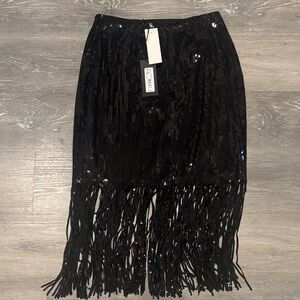 New York & Company Black Sequin Fringe Pencil Skirt